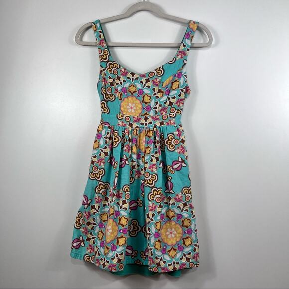 Judith March Womens Small Floral Mini Dress Open Tie Back Retro Pin Up Cottage - Picture 7 of 9